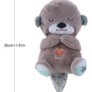 Peluche Realista Nutria Bebe Estimulacion Sensorial Sonido, Compañera De Respiración Relajante Ansiedad Te Ayuda A Dormir Color Gris