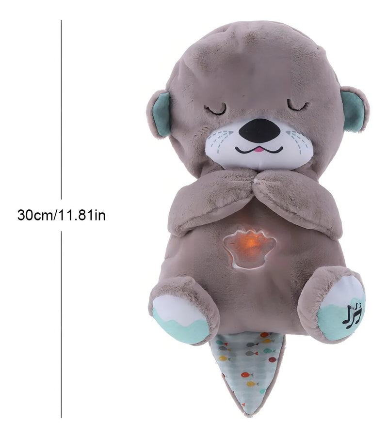Peluche Realista Nutria Bebe Estimulacion Sensorial Sonido, Compañera De Respiración Relajante Ansiedad Te Ayuda A Dormir Color Gris