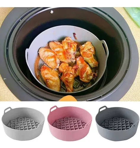 Bandeja Protectora De Silicona Para Freidora De Aire Beige