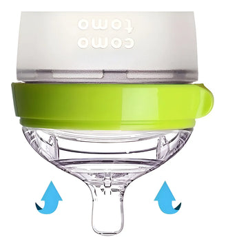 Comotomo biberón de silicona 150ml anticólico color verde 2 unidades