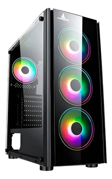 Caja Gabinete Iceberg Crystal G9 Atx - 4 Ventiladores Rgb Negro