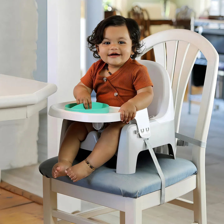Silla Comedor Para Bebes Con Platos Color Gris