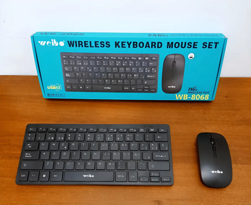 Kit de teclado y ratón Wb8068 con transmisión inalámbrica de hasta 10 m