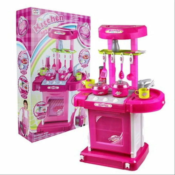 Cocina Infantil Maletin Pricesas Niñas Ollas Horno Juguete Color 008-58 Rosado