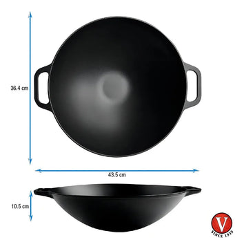 Sarten Wok 14 De Hierro Fundido Esmaltado Victoria Color Negro