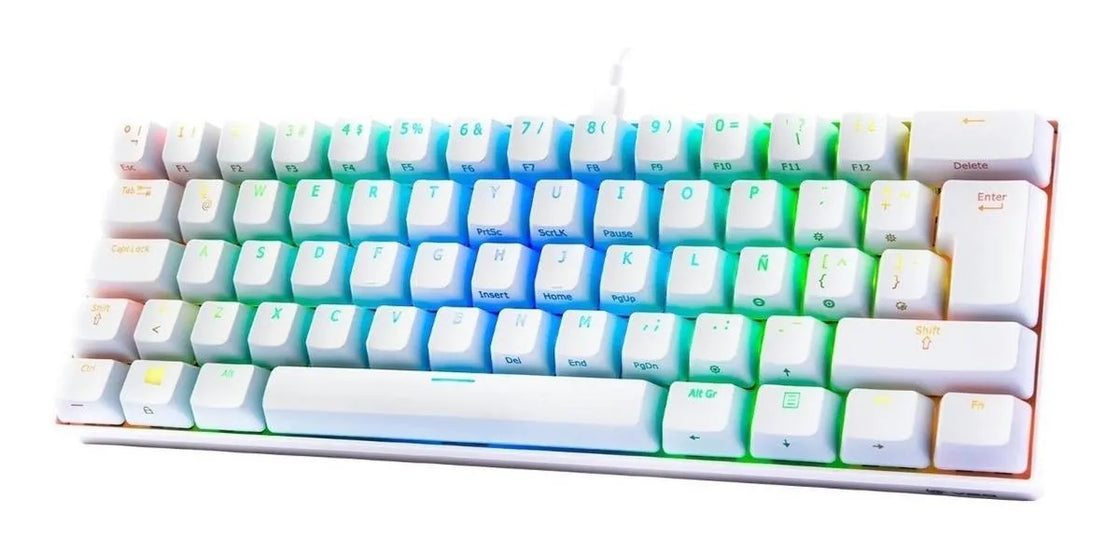 Teclado VSG QWERTY Kailh Brown español latinoamérica color blanco con luz RGB