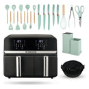Freidora De Aire Nobelsound Air Fryer Doble Bandeja Con Accesorios Y Moldes 9 Litros