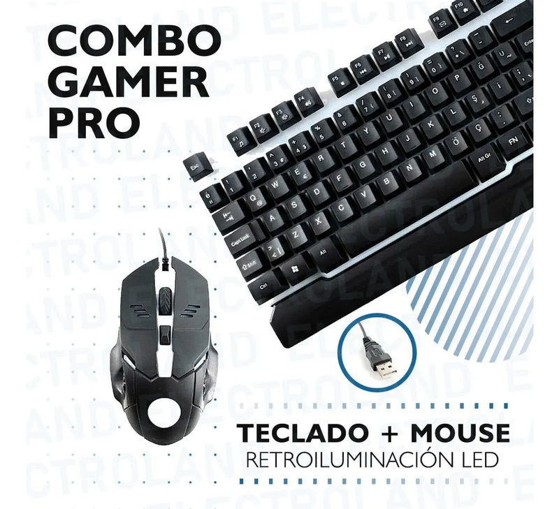 Kit de teclado y mouse gamer Weibo WB-550 Español España de color negro