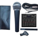 Microfono Profesional + Tarjeta De Sonido V8 Color Negro