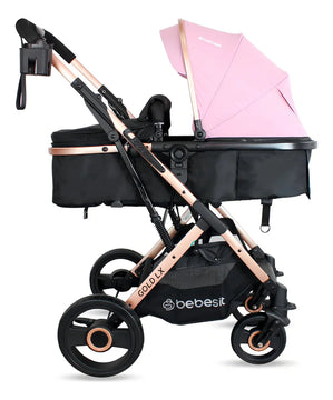 Coche De Bebé Bebesit Gold Lx Tipo Moisés Rosado Chasis Negro