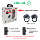 Microfono de Solapa Inalambrico Moneda con Cancelacion de Ruido 2 en 1 iPhone Android Tipo C Lavalier RunBike Lark Sx21 con Antipop Negro