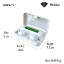 Audífonos Inalámbricos Bluetooth Libitium AUDI-B Color Blanco/Azul con Estuche de Carga