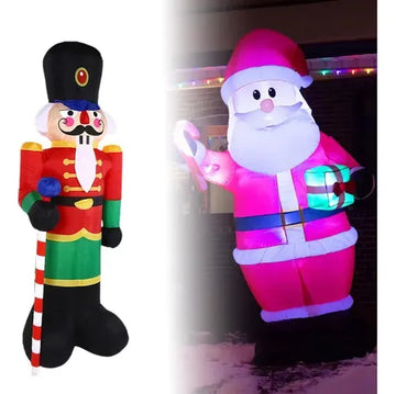 Cascanueces Inflable Navideño Con Luz Led Incorporada, Blanco