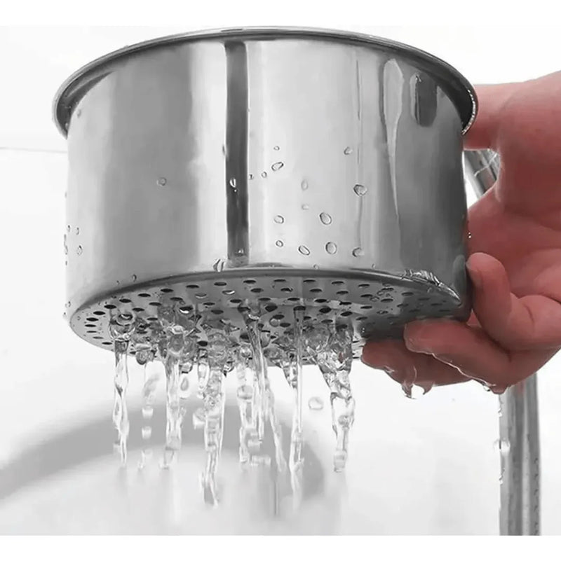 Colador Drenaje Metalico Acero Inoxidable Residuo Alimento Plateado