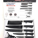 Set De Cuchillos 7 Piezas Profesional + Pelador + Tijeras Color Negro