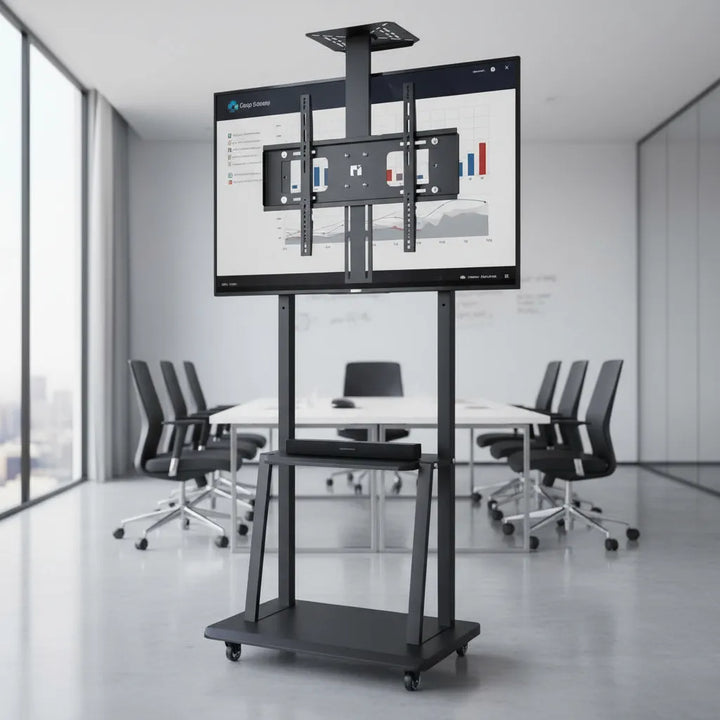 Soporte Piso Pedestal Tv Estante Mesa 32 A 70 Metalico Color Negro