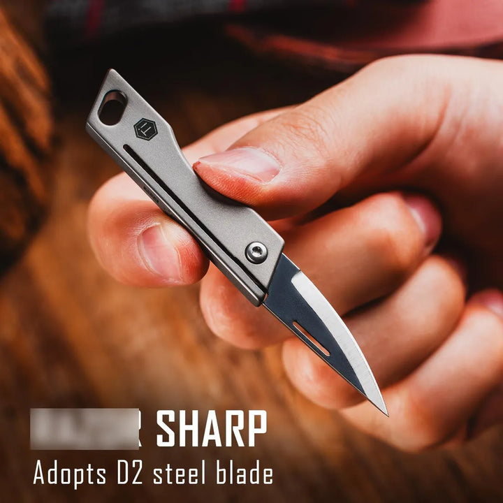 Cuchillo De Bolsillo Edc Mini Plegable De Titanio Gris