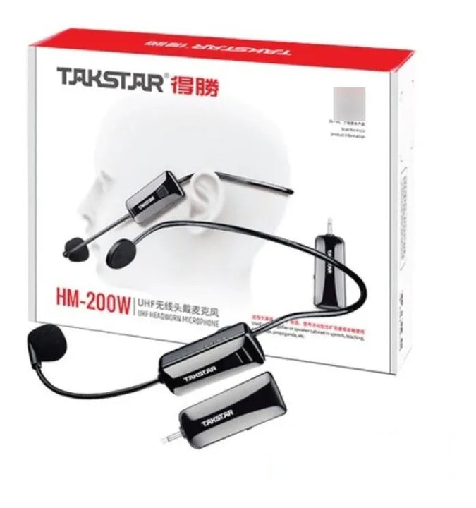 Micrófono Diadema Uhf Takstar Hm200w Largo Alcance Negro