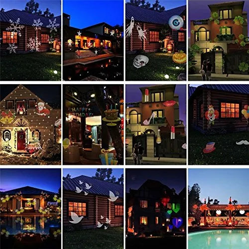 Proyector Navideño Luces Led Movimiento Exterior E Interior