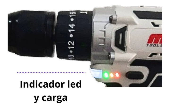 Taladro Percutor Inalámbrico Mpt 1/2 Con Maletín 20v - Blanco