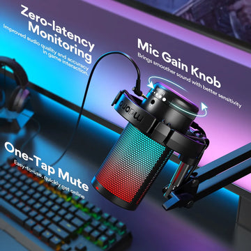 Micrófono de condensador USB Maono Gamerwave Rgb DGM20s Con Brazo Araña color Negro