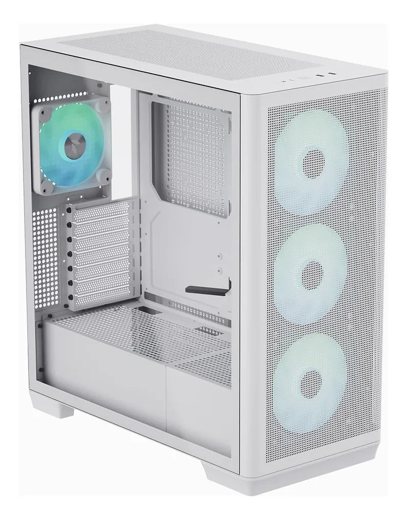 Chasis Gabinete Gamer Apnx C1 Blanco X4 Fan Argb