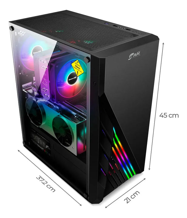 Chasis Gamer + 3 Fans Rgb Onyx Jx116 Atx / M-atx / Itx Negro