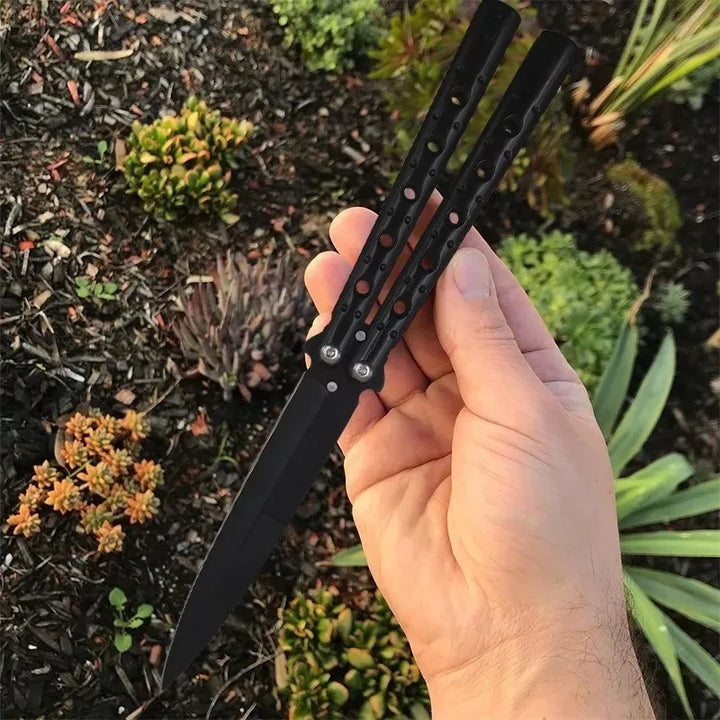 Navaja Mariposa Cuchillo Portátil Táctico Camping Filo Negro