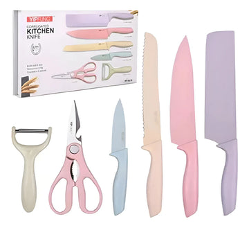 Set De Cuchillos Colores Pastel X6 Piezas Color Tonos pasteles