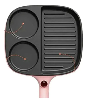 Sartén Eléctrico 3 Puestos Rosa