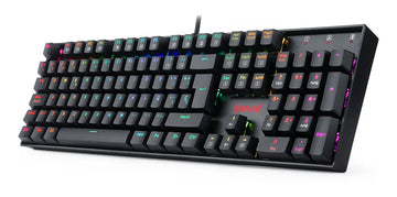 Teclado gamer Redragon Mitra QWERTY Outemu Blue español latinoamérica color negro con luz RGB