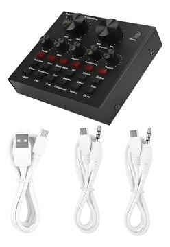 Mezcladora Tarjeta Sonido V8 Audio Grabacion Efectos Interfa Negro