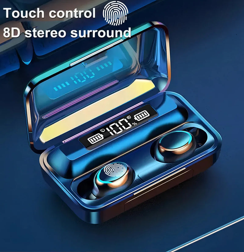 Audífonos in ear inalámbricos F9 negro con luz LED