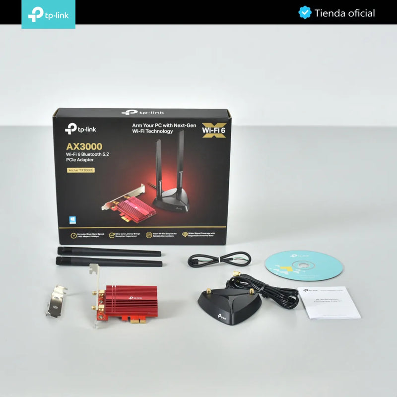 Tp-link, Tarjeta Pcie Wifi 6 Ax3000 + Bt 5.2, Archer Tx3000e