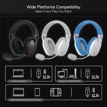 Auriculares Audifonos Inalambricos 2.4 Bt Redragon Ire Pro H Negro