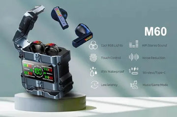 Auriculares Inalámbricos M60 Mecha Con Cancelación Táctil Negro