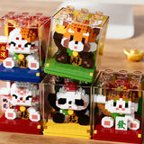 Bloques Armables Niños Adultos Construcción Combo Oso Panda + Gato De La Suerte Cubo Tipo Rompecabezas Didácticos Coleccionables Fichas Pequeñas Creatividad Motricidad Regalo Juego Destrezas