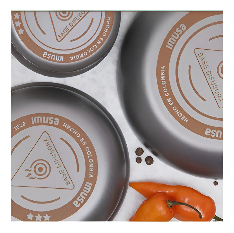Set Imusa Perol 10 Cm + Cacerola 16 Cm Tapara Vidrio + Sarte Color Gris