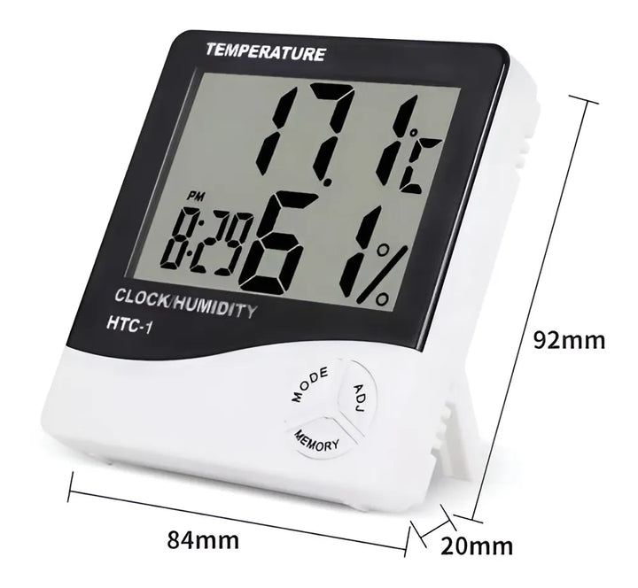Higrometro Digital Termometro Medidor Humedad Reloj Alarma