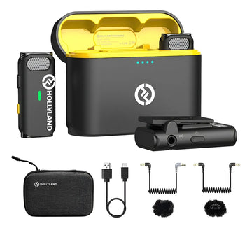 Micrófono inalámbrico Hollyland Lark M1 de doble solapa para teléfonos inteligentes de color negro
