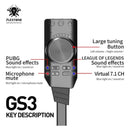 Tarjeta De Sonido Gamer Usb De 7.1 Control Vol Gs3 Mark Ii