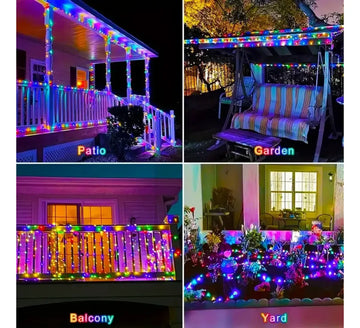 Luces Navideñas Multicolor Con Panel Solar - 21 Metros Azul Claro
