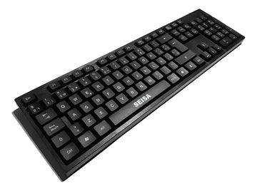 Combo Teclado En Español + Mouse Optico De Cable Usb Seisa Mouse Negro Teclado Negro