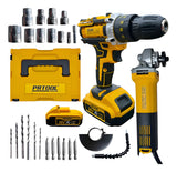 Combo Taladro Percutor Inalámbrico + Pulidora Eléctrica 710w - Amarillo - 50hz/60hz