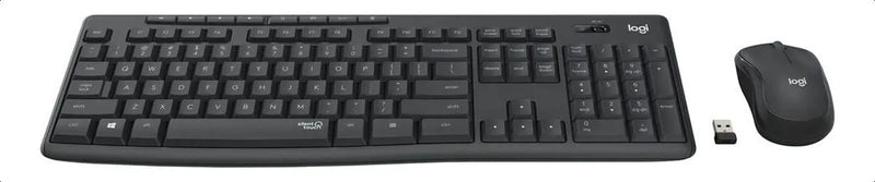Kit de teclado y mouse inalámbrico Logitech MK295 Español Latinoamérica de color negro
