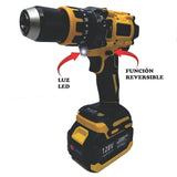 Taladro Inalámbrico Motor Brusslesh 80n.m 2b 500w Amarillo 60hz