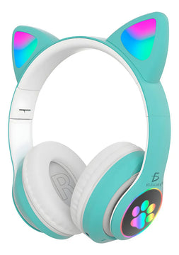 Audifonos Led Inalambricos Gato Diadema Luz Bluetooth Musica Color Verde