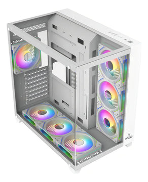 Caja Gabinete Gamer Iceberg Crystal Cube Xl 7x Fans Argb Color Blanco