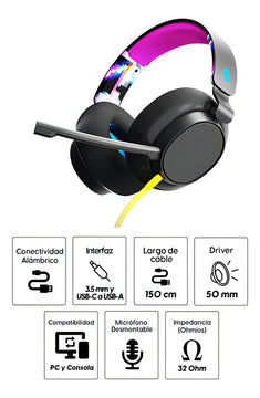 Audífonos Gamer Skullcandy Slyr Usb-c A Usb-a Y 3.5mm Negro