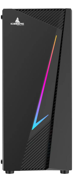 Chasis Gabinete Caja Gamer Iceberg Flux Elite + 1 Ventilador Negro